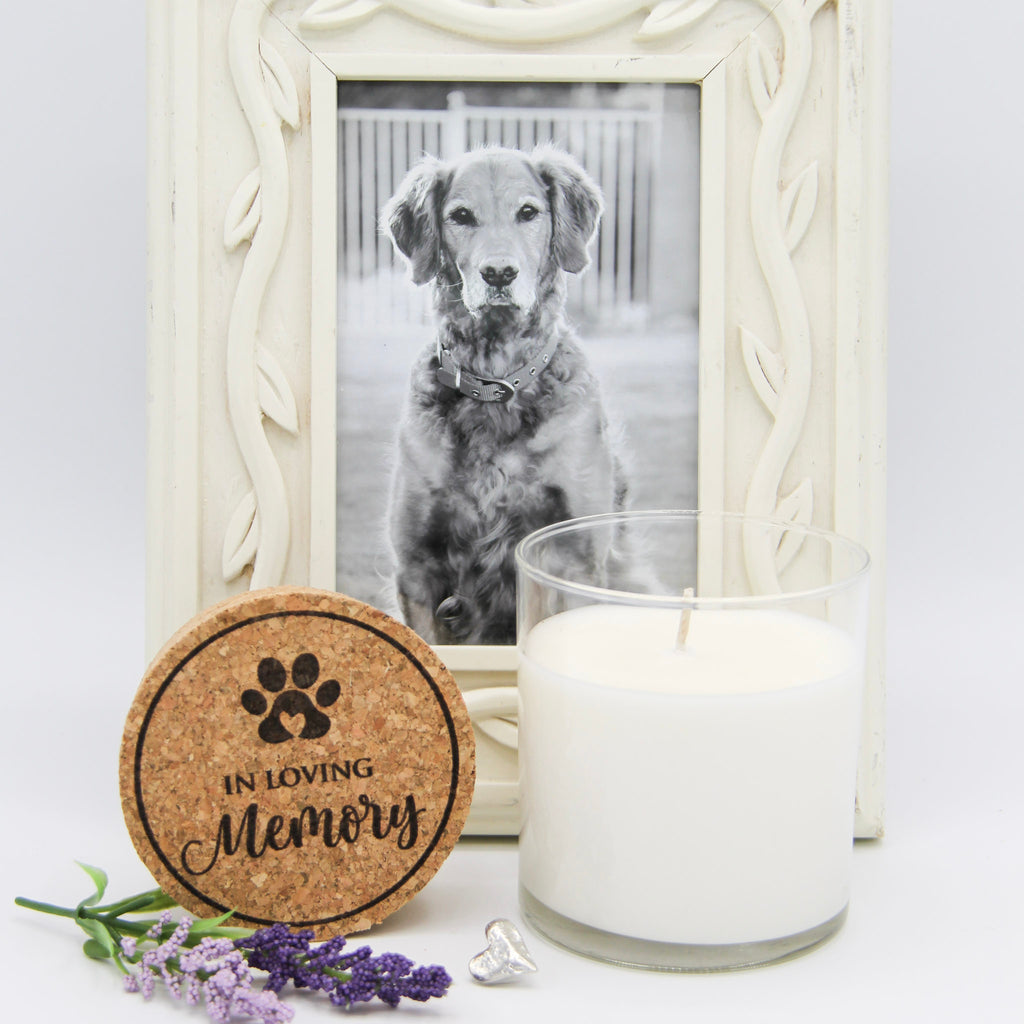 In Loving Memory Pet Loss Lavender Comfort Candle for Grief Sympathy. Unique Pet Sympathy Gifts Under $50.